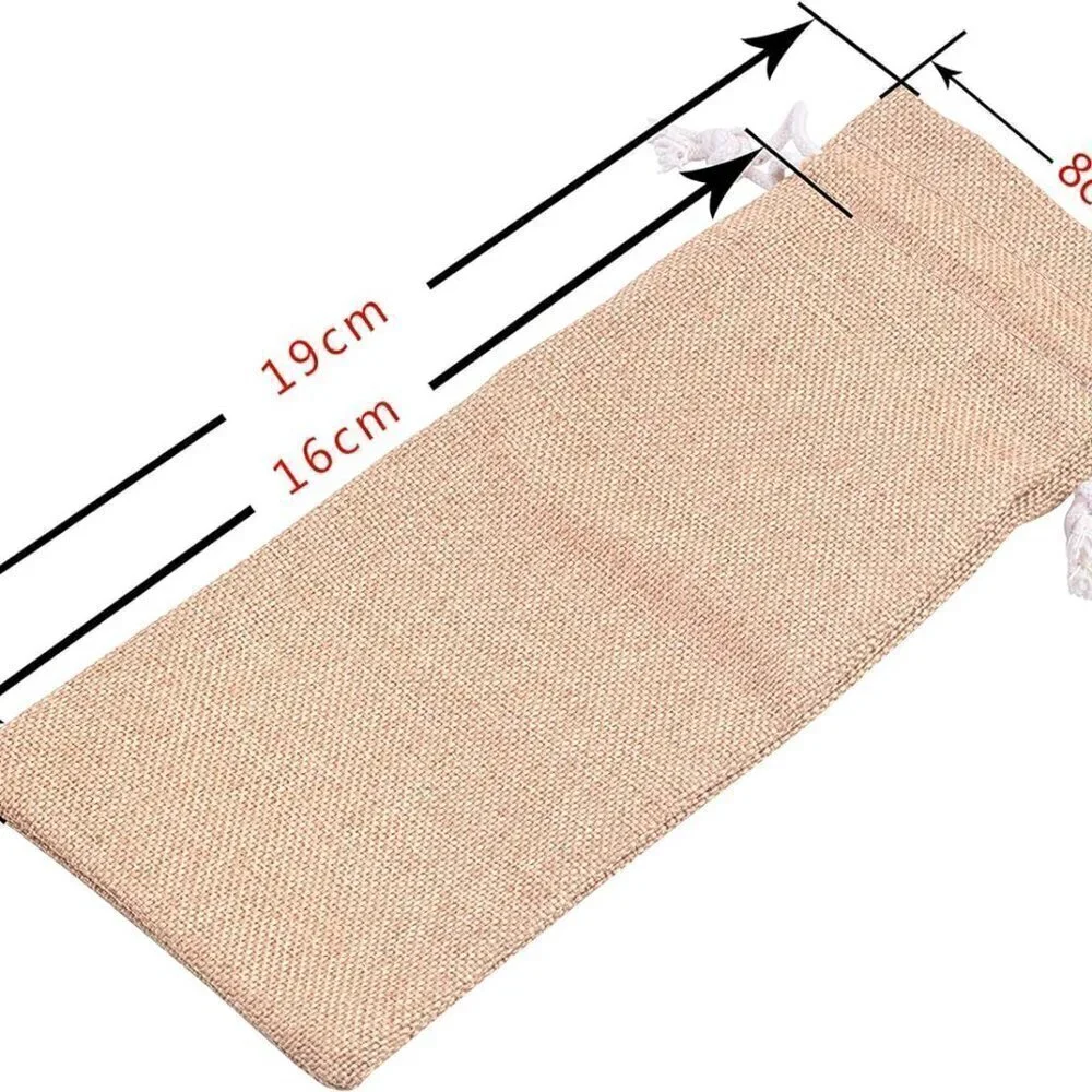 10pcs Camel Lining Burlap Drawstring Bags - BRAND NEW